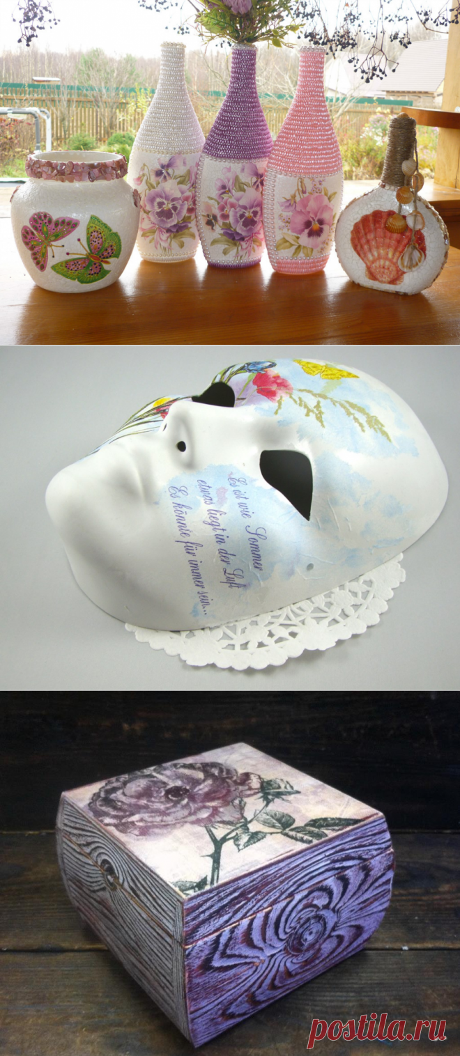 Декупаж на пластике: мастер-класс на пластмассовой поверхности, на коже и кожзаме салфетками, на металле и бутылках
