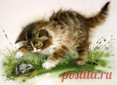 Акварельные кошки Елены Базановой