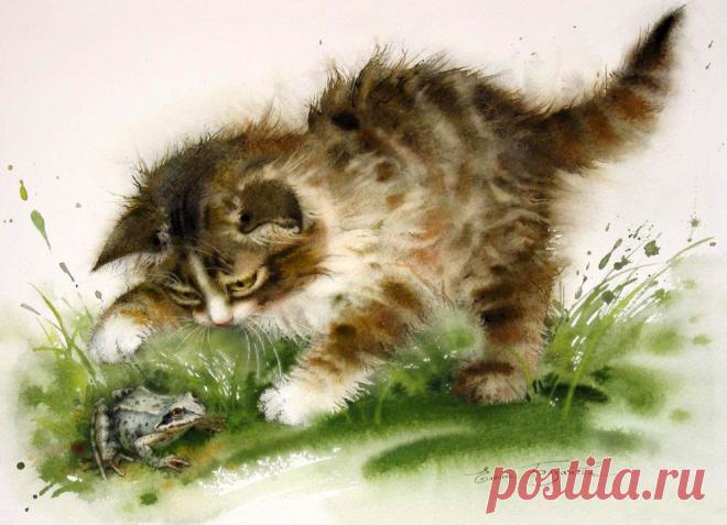 Акварельные кошки Елены Базановой
