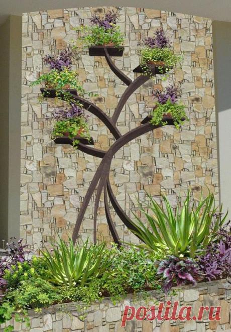 (300) diseño de jardines contemporaneos - mampara arbol de la vida | Jardin vertical