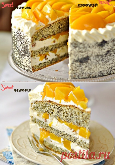 Маковый торт с персиками | Sweet Twittes