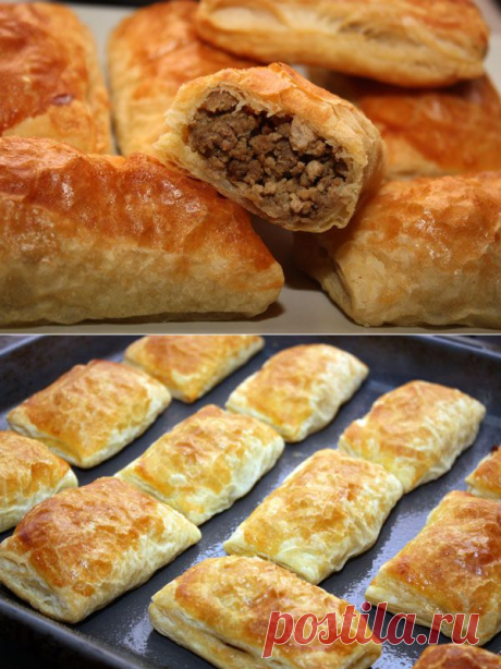 Слоеные пирожки с мясом — рецепт с пошаговыми . Foodclub.ru