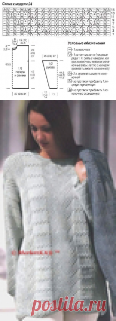 Узорчатый пуловер спицами