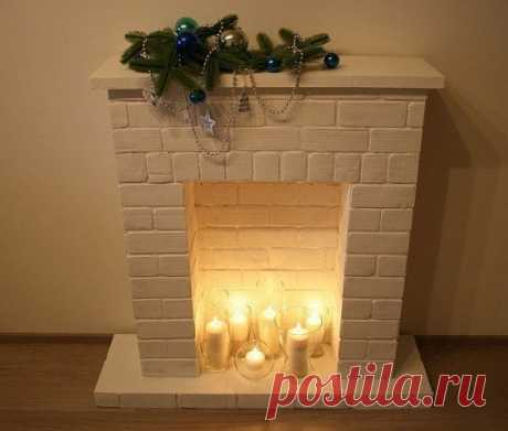 Новогодний фальш-камин с имитацией кирпичной кладки