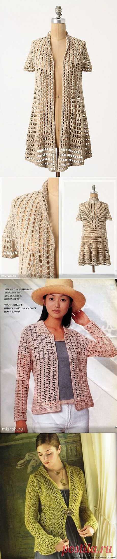 Ажурный кардиган без застежки крючком от Anthropologie + узоры + выкройка.