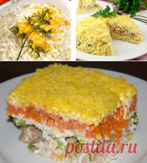 Салат Мимоза, рецепт с консервой и сыром
