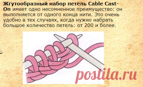 Жгутообразный набор петель Cable Cast-On | DAMские PALьчики. ru