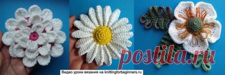 .Опять вязаные цветочки. ВИДЕО МК