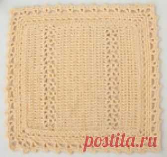 Кухонное полотенце крючком по уроку.