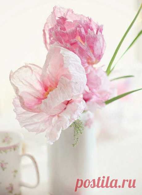 Цветы из гофрированной бумаги. Фото