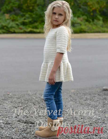 CROCHET PATTERN-The Script Pullover 2/3 4/5 6/7 от Thevelvetacorn