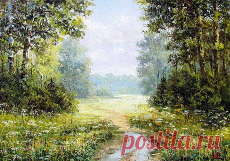 Край березовый, необъятный... Художник Синев Евгений.