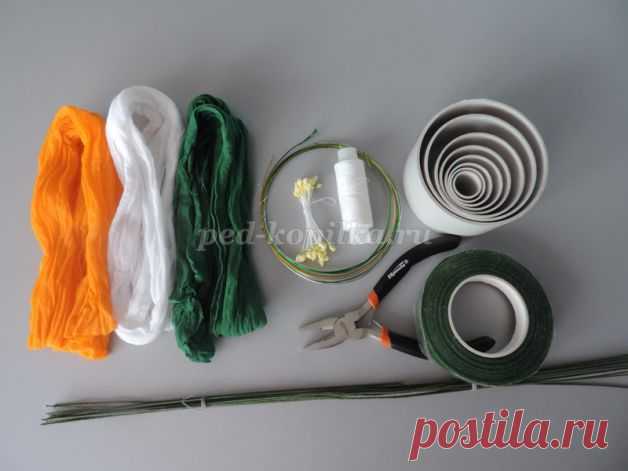 Нарциссы из капроновых колгот. Мастер-класс с пошаговыми