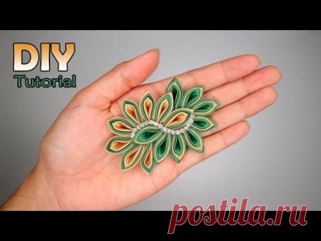 DIY - How to make Kanzashi Flower | Cara membuat bros pita satin | ribbon | Tutorial handmade