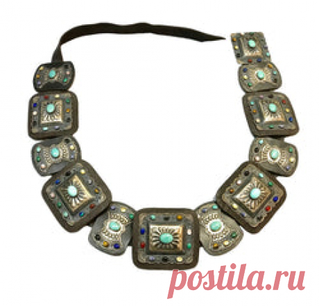 Kirk Smith Navajo Sterling Silver Semi-Precious Stone Concho Belt