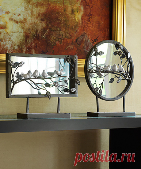 Birds &amp; Leaves Rectangle Mirrored Tabletop Décor | zulily