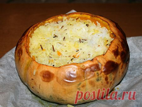 Постный плов в тыкве.