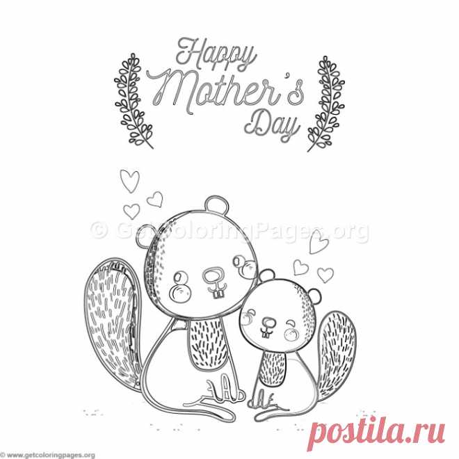 Cute Cartoon Squirrel Happy Mother&#8217;s Day Card Coloring Pages &#8211; GetColoringPages.org