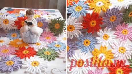 Цветочная поляна из остатков пряжи / Я - суперпупер