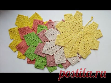 Кленовый лист крючком. БОЛЬШОЙ. Пошаговый МК. От А до Я.