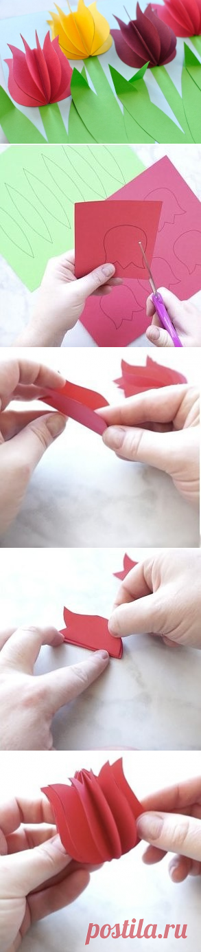 Объемные тюльпаны из цветной бумаги — Сделай сам, идеи для творчества - DIY Ideas