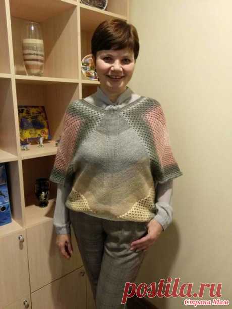 джемпер "а-ля пончо" Доброго времени суток, дорогие жительницы Страны Мам  Я к вам с похвастушкой, не знаю как ее назвать  Прикупила ниточки, запала на расцветку