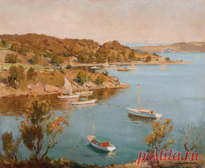 Вечер, Клонтарф, Средняя гавань (Evening, Clontarf, Middle Harbor)
 ХУДОЖНИК JAMES R. JACKSON / ДЖЕЙМС Р. ДЖЕКСОН (АВСТРАЛИЯ, 1882-1975)