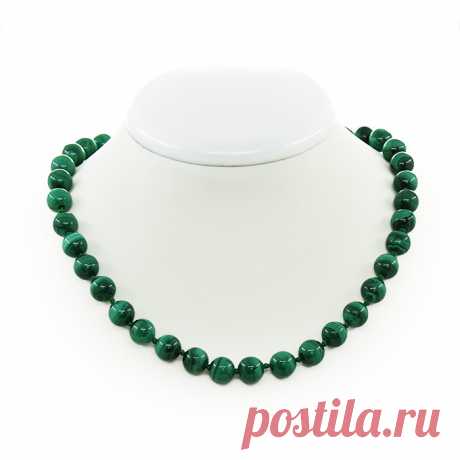 8-946 р-Бусы малахит, круглые 10мм, короткие 53см