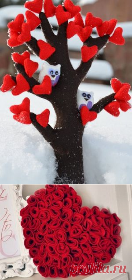 Варианты украшений из фетра ко Дню Святого Валентина