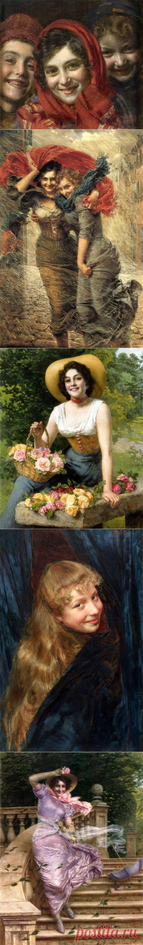 С какой же любящей душой должен быть художник, чтобы видеть весь мир улыбающимся и счастливым..!. Gaetano Bellei (1857 — 1922) Художник светящихся глаз!