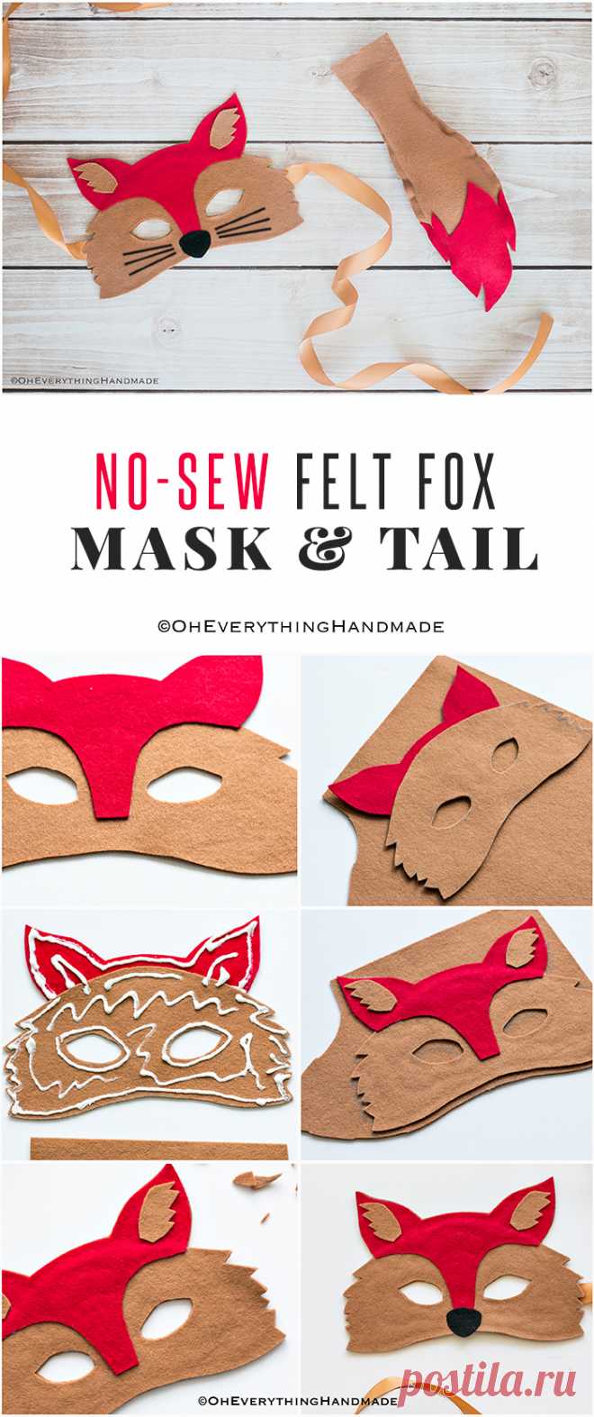 No Sew Felt Fox Mask & Tail - Oh Everything Handmade
