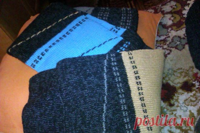 Шарф на 5спицах по кругу.