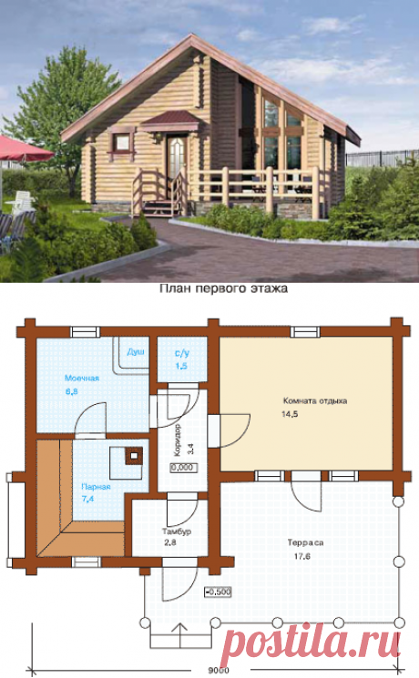 Проект Уютная баня с просторной террасой