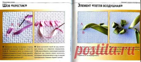 Техника исполнения швов в вышивке лентами / Вышивка / Вышивка лентами