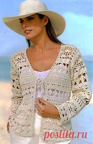 Схема и описание летнего ажурного жакета крючком / Женская одежда крючком. Схемы. / PassionForum - мастер-классы по рукоделию