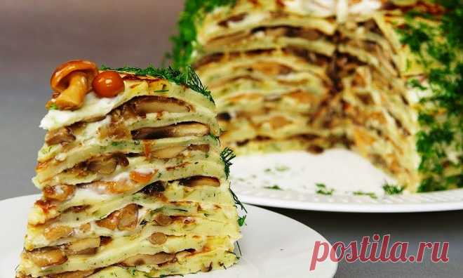 Блинный торт с мясом, рецепт