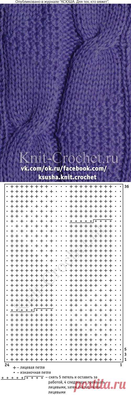 Связанный на спицах фрагмент узора 