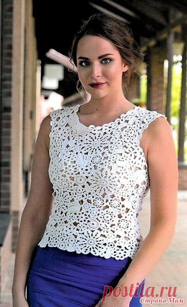Парад цветов. Белоснежный топ в технике ирландского кружева - Все в ажуре... (вязание крючком) - Страна Мам