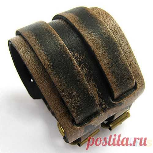 Новинка 2 слоя панк ремень мужчины подлинная кожа коровы браслеты и браслеты браслеты тумака подарка 04S5 купить на AliExpress