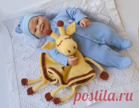 Купить Мастер-класс "Комфортер Жирафик" - вязаная игрушка, вязание спицами, МК, авторская игрушка