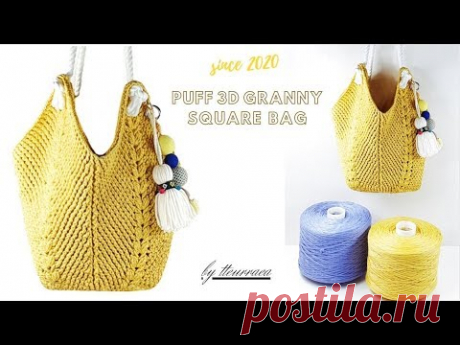 (코바늘 가방뜨기)crochet bag/puff 3d Granny Square Bag/3d 망태기 가방뜨기/뜰래아