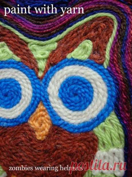 (1) art projects | high school / jr. high ART | Живопись Из Пряжы, Нитки и Owl