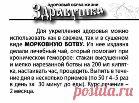 От геморроя морковная ботва