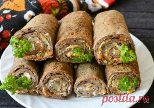 Вкуснейшие рулетики из печеночных блинчиков. Потрясающая закуска, которая подойдет к любому столу. — Ⴚα∂ ℨα୮০τ০Ᏸҡα