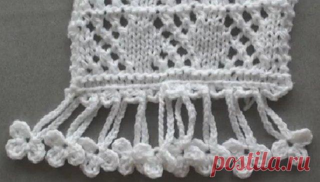 Красивое оформление края изделия крючком. «Листики клевера»