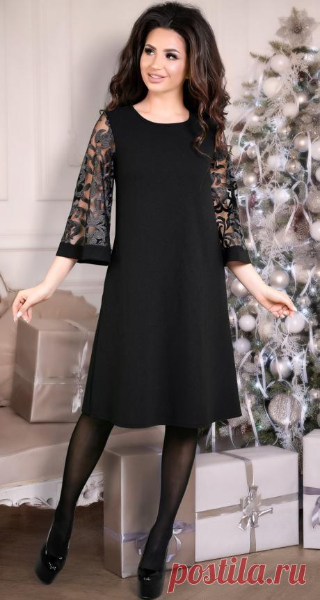 Нарядное расклешенное платье с красивыми рукавами черное - Платье норма 42-48 - Модные вечерние платья: купить недорого у производителя в розницу, доставка по Украине | Lemanta.com