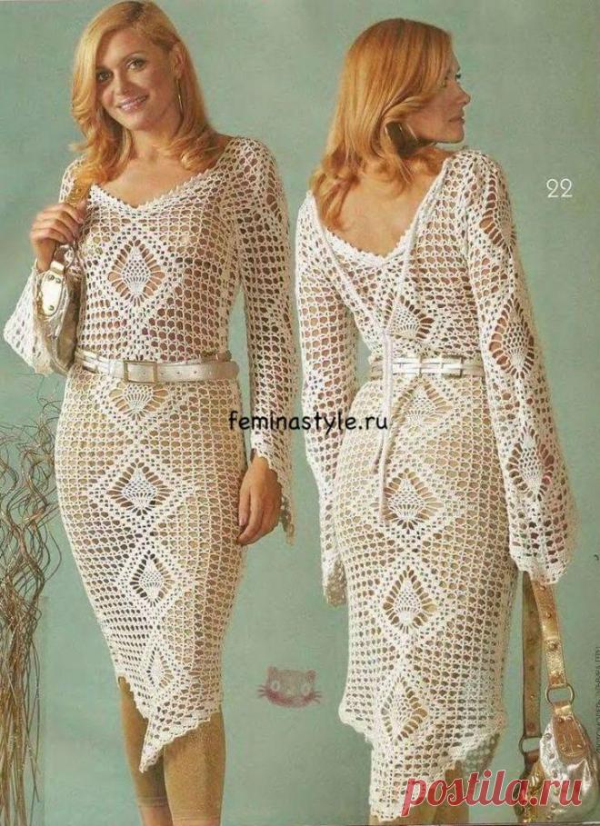 Элегантное белое платье связанное крючком / Рукоделие / Домоводство / Женские секреты / Женский стиль