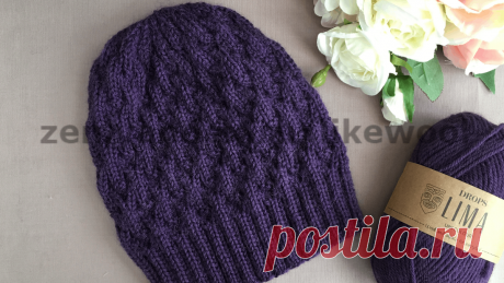 ВЯЗАНАЯ ШАПКА СПИЦАМИ ДЛЯ ВСЕХ ВОЗРАСТОВ&quot;BLUEBERRY HAT&quot; | Вязать легко и просто! | Яндекс Дзен