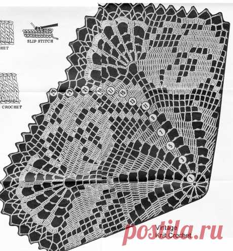 Выкройка салфетки крючком Анютины глазки, размер центральной части, заказ по почте Alice Brooks 7040