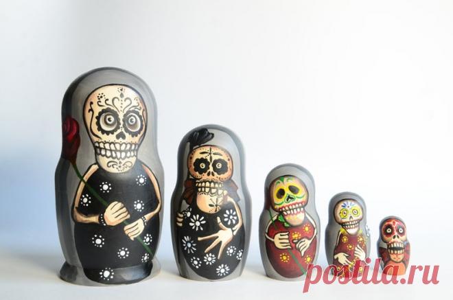Русская Матрешка Бабушка Деревянные вложенные куклы Череп | Etsy